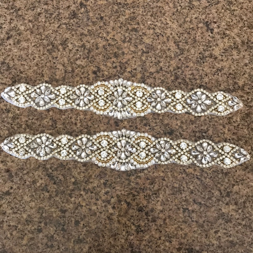 Wedding Crystal Rhinestone pearl gold appliqués